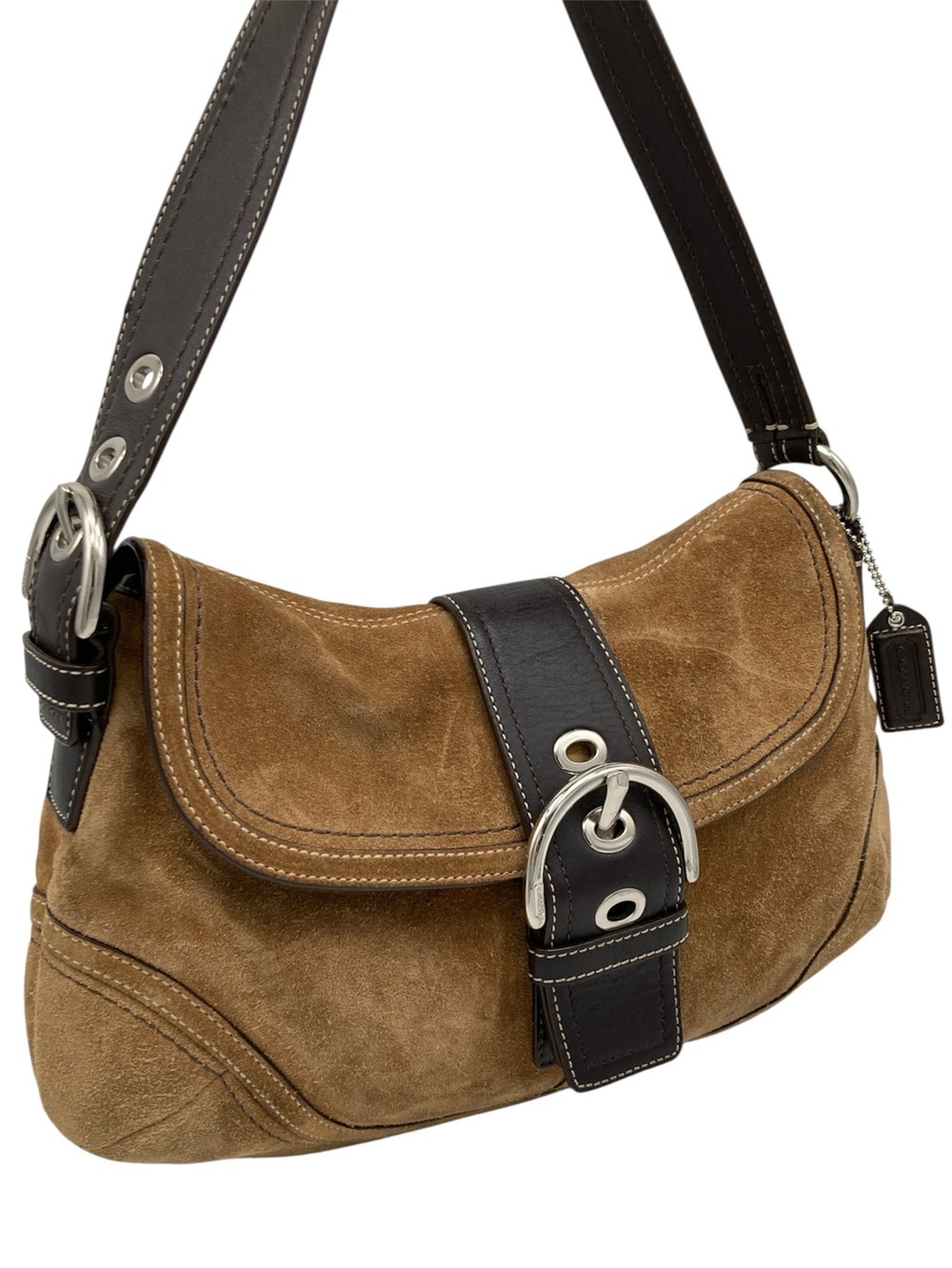 Vintage Coach Soho Y2K Buckle Suede Shoulder Bag